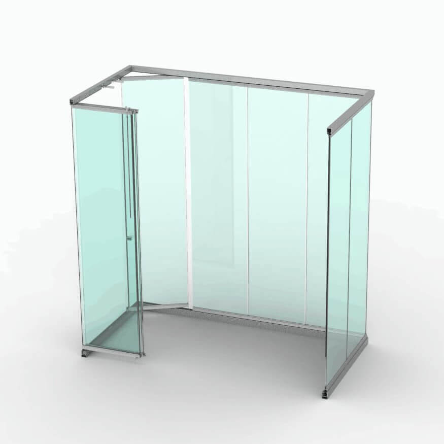 CLAROFLEX® PIVOT - Section avec système en U avec porte à gauche pour une ouverture intérieure